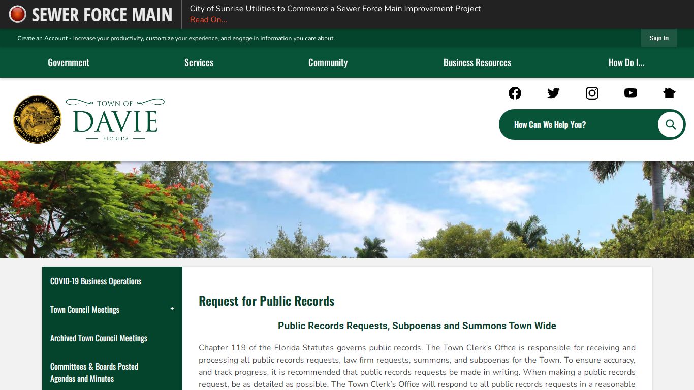 Request for Public Records | Davie, FL