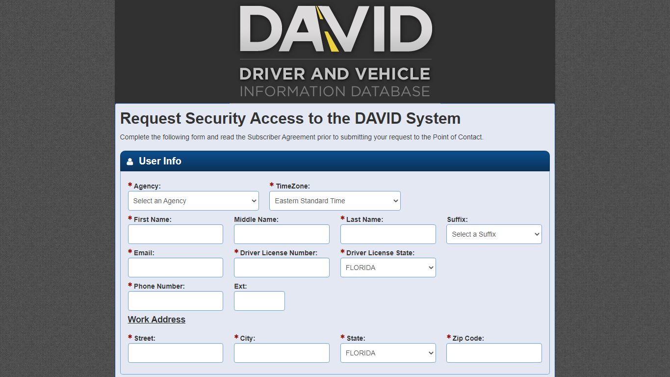 DAVID | Driver and Vehicle Information Database